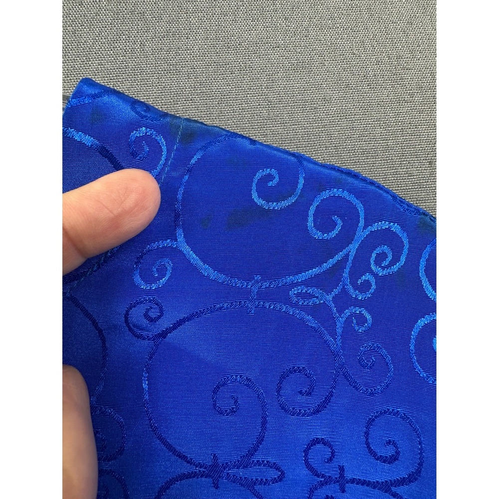 Leslie Fay Sport Royal Blue Jacquard Swirl Scroll Long Sleeve Blouse Women's 8 - Picture 8 of 11
